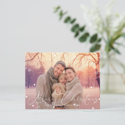 書道メリーエレガントクリスマスの雪片 シーズンポストカード (スタンド正面)