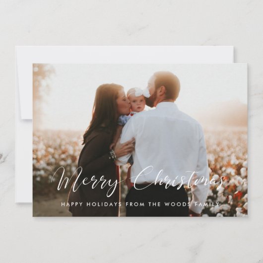 書道メリーエレガントクリスマス家族の写真 シーズンカード (正面)