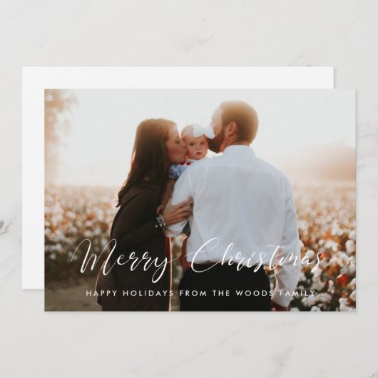 書道メリーエレガントクリスマス家族の写真 シーズンカード (正面/裏面)