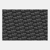 書道メリーエレガントクリスマス家族ブラック ラッピングペーパーシート (正面)