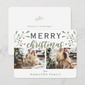 書道メリークリスマスさくらんぼ2枚 ノートカード (正面/裏面)