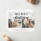 書道メリークリスマスさくらんぼ2枚 ノートカード (正面/裏面インサイチュ)