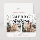 書道メリークリスマスさくらんぼ2枚 ノートカード (正面/裏面)