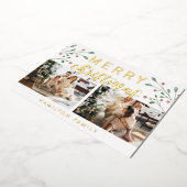 書道メリークリスマスさくらんぼ2枚 箔シーズンカード (回転した状態)