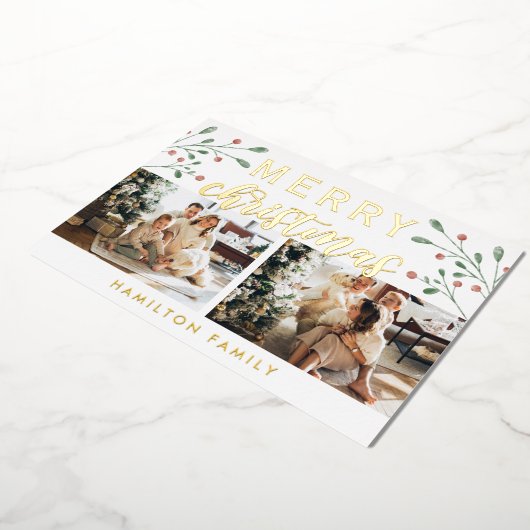 書道メリークリスマスさくらんぼ2枚 箔シーズンカード (回転した状態)