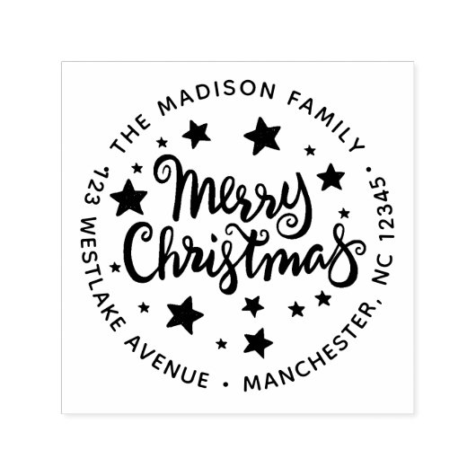 書道メリークリスマスと星アドレス セルフインキングスタンプ (デザイン)