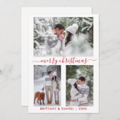 書道メリークリスマスカップル3フォトレッド シーズンカード (正面/裏面)