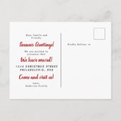 書道メリークリスマスツリー赤い車の移動 案内ポストカード (裏面)