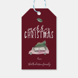 書道メリークリスマスバン&ツリーは赤い ギフトタグ
