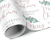 書道メリークリスマスファミリー名 ラッピングペーパー (ロールコーナー)