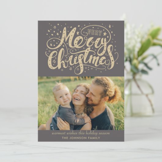 書道メリークリスマスフォトクリスマスカード 招待状 (スタンド正面)