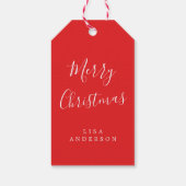 書道メリークリスマスブライトレッド名 ギフトタグ (裏面)