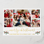 書道メリークリスマスレッド5写真金ゴールド 箔シーズンカード (正面)