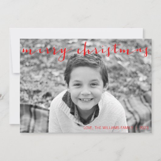 書道メリークリスマス水平フォトカード シーズンカード (正面)