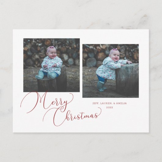 書道メリークリスマス2枚写真 シーズンポストカード (正面)