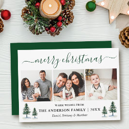 書道メリークリスマス3フォトグリーンパインズ シーズンカード