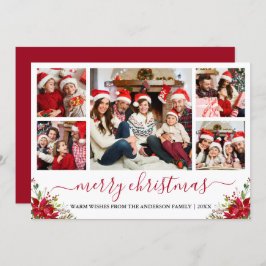 書道メリークリスマス5フォトポインセチア シーズンカード