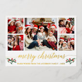 書道メリークリスマス5フォトレッド金ゴールド 箔シーズンカード (正面)