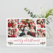 書道メリークリスマス5写真レッドホリー シーズンカード (スタンド正面)