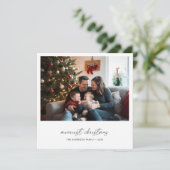 書道メリースクリスマ家族おもしろい写真 シーズンカード (スタンド正面)