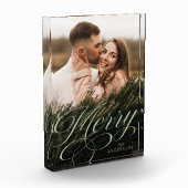 書道メリーセージ緑のスクリプト休日 フォトブロック (左)