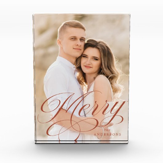 書道メリーテラコッタスクリプトホリデー フォトブロック (正面)