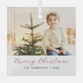 書道メリーモダンクリスマスの写真 ガラスオーナメント (正面)