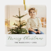 書道メリーモダンクリスマスの写真 セラミックオーナメント (正面)