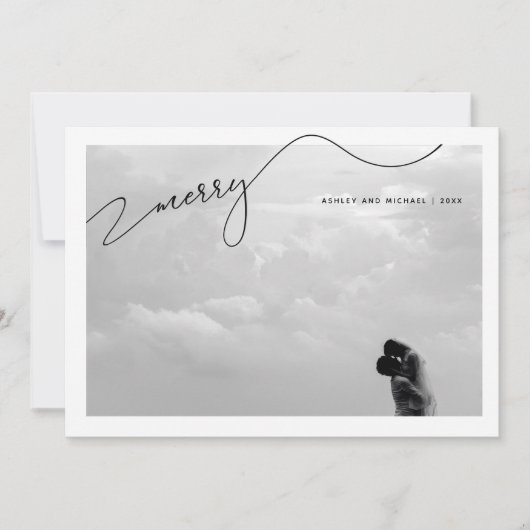 書道メリー台詞の名前フォトクリスマス シーズンカード (正面)