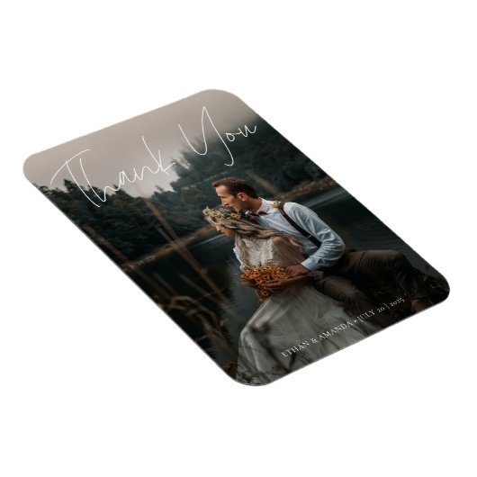 書道モダンたった今結婚しました写真ありがとう マグネット (右側)