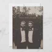 書道モダンたった今結婚しました写真の取り出し 案内状 (正面)