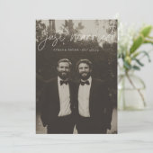 書道モダンたった今結婚しました写真の取り出し 案内状 (スタンド正面)