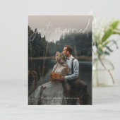 書道モダンたった今結婚しました写真の取り出し 案内状 (スタンド正面)