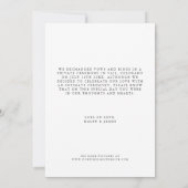 書道モダンたった今結婚しました写真結婚の 案内状 (裏面)