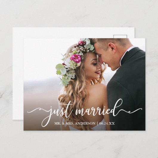 書道モダンたった今結婚しました結婚の写真 ポストカード (正面/裏面)