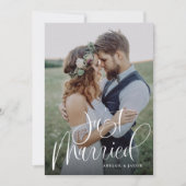 書道モダンたった今結婚しました結婚の写真 案内状 (正面)