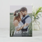 書道モダンたった今結婚しました結婚の写真 案内状 (スタンド正面)