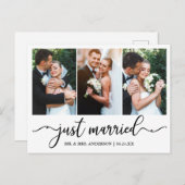 書道モダンたった今結婚しました結婚の3枚の写真 ポストカード (正面/裏面)