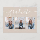 書道モダンの台本の卒業式3写真トープ インビテーションポストカード (正面)