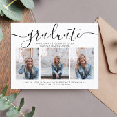 書道モダンの台本の卒業式3写真 インビテーションポストカード