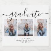 書道モダンの台本の卒業式3写真 スパークリングワインラベル (シングルラベル)