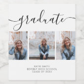 書道モダンの台本の卒業式3写真 ワインラベル (シングルラベル)