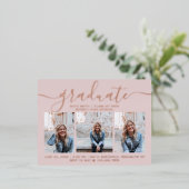 書道モダンの台本の卒業式3写真 箔招待状ポストカード (立ち正面)