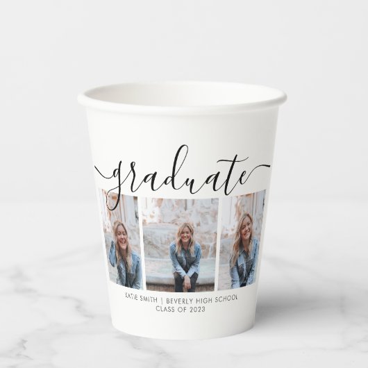 書道モダンの台本の卒業式3写真 紙コップ (正面)