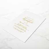 書道モダンの結婚朝食金ゴールド 箔招待状 (回転した状態)