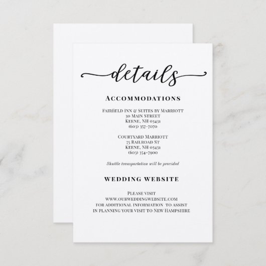 書道モダンの結婚詳細エンクロージャカード 招待状 (正面/裏面)