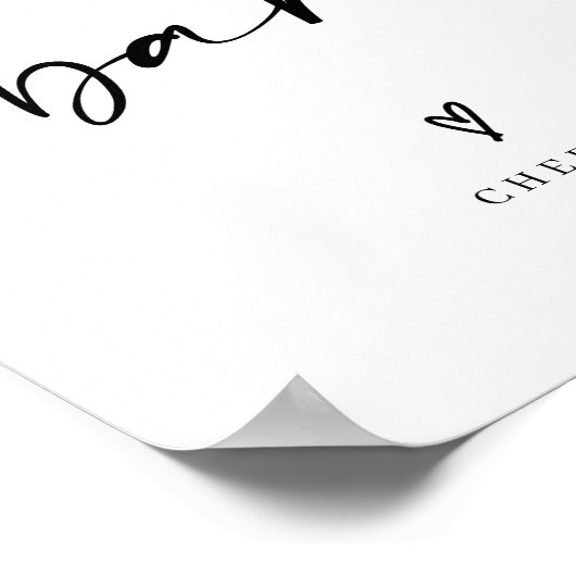 書道モダンの金結婚バー標識 ポスター (角)