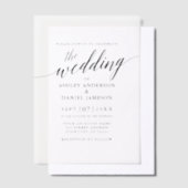 書道モダンエレガントフォトオーバーレイ ベラム紙招待状 (オフセット)