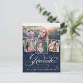 書道モダンエレガント卒業招待状 ポストカード (スタンド正面)