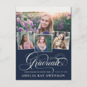 書道モダンエレガント卒業招待状 ポストカード (正面)